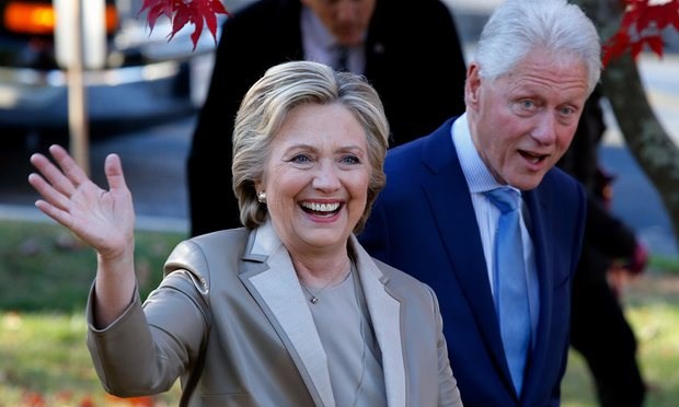 Hillary Clinton and former president Bill Clinton will go to Donald Trump’s inauguration on 20 January. Photograph: Eduardo Munoz Alvarez/AFP/Getty Images